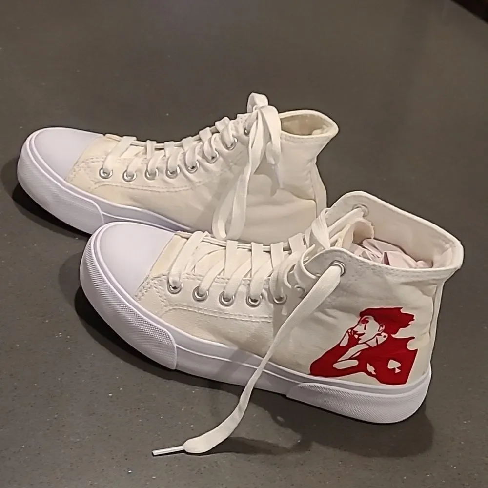 ZY sz 6M  womens high top upper canvas, sole rubber Sneakers